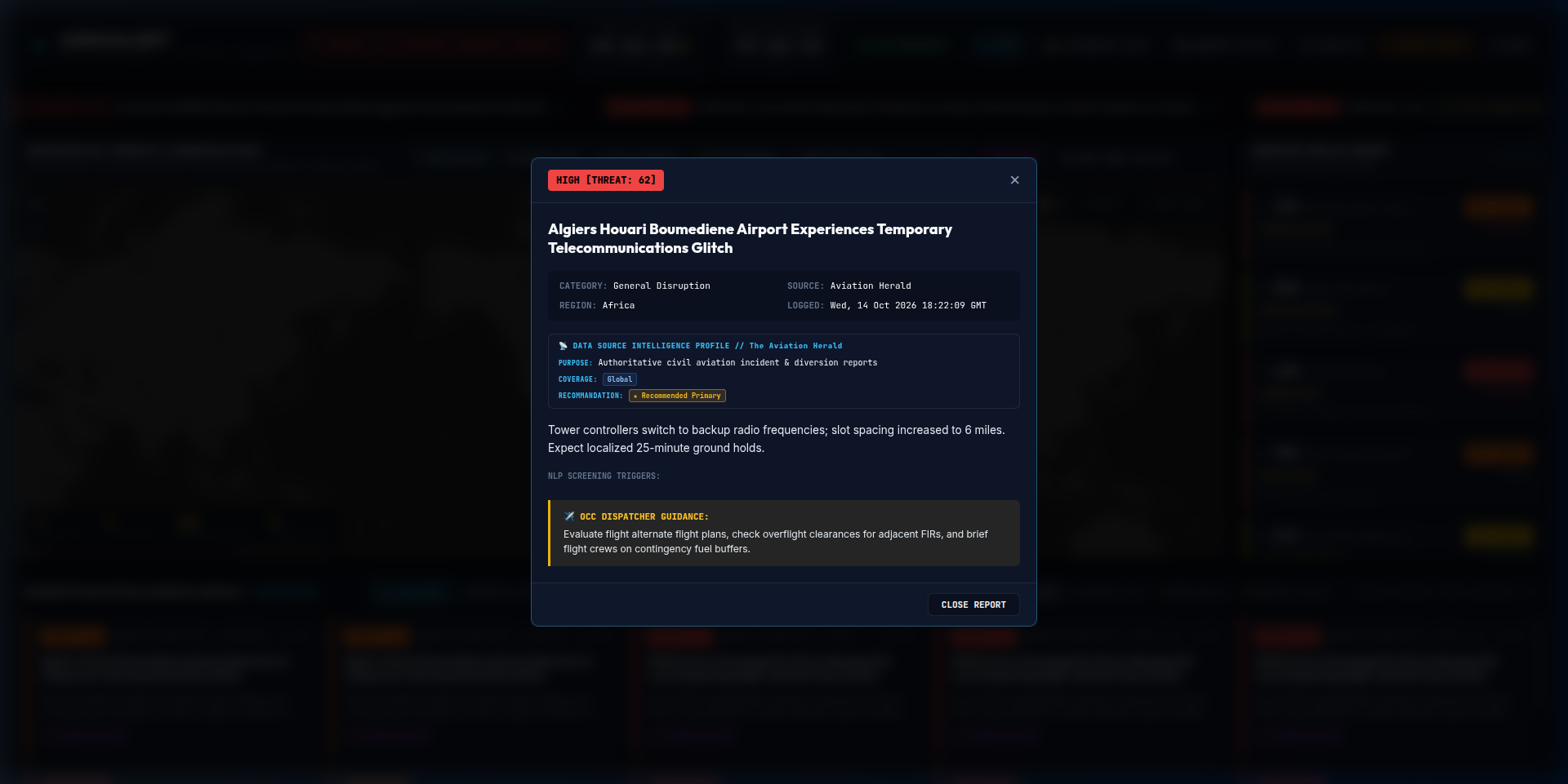 Modal de détail d'incident avec consignes dispatchers